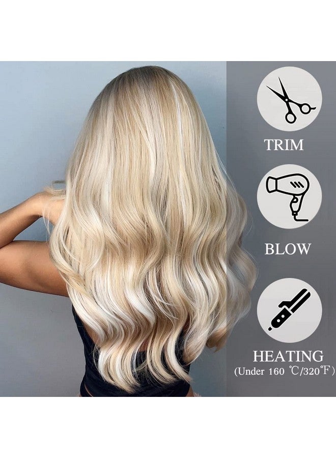 Esmee 24 Inches Long Ombre Blonde Wigs With Dark Roots For Women Synthetic Hair Wig For Daily Party Cosplay Wear - Image 4