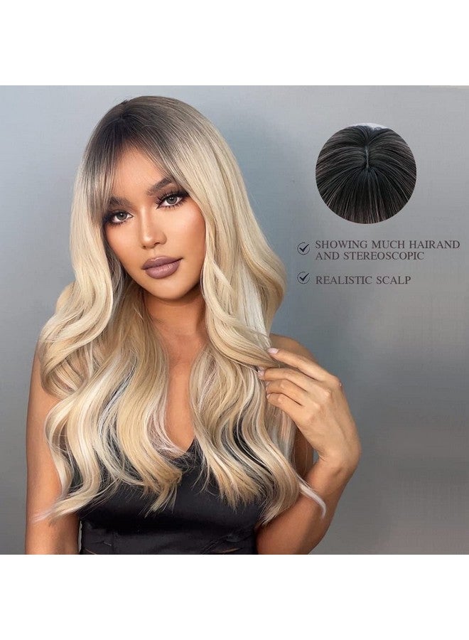Esmee 24 Inches Long Ombre Blonde Wigs With Dark Roots For Women Synthetic Hair Wig For Daily Party Cosplay Wear - Image 2