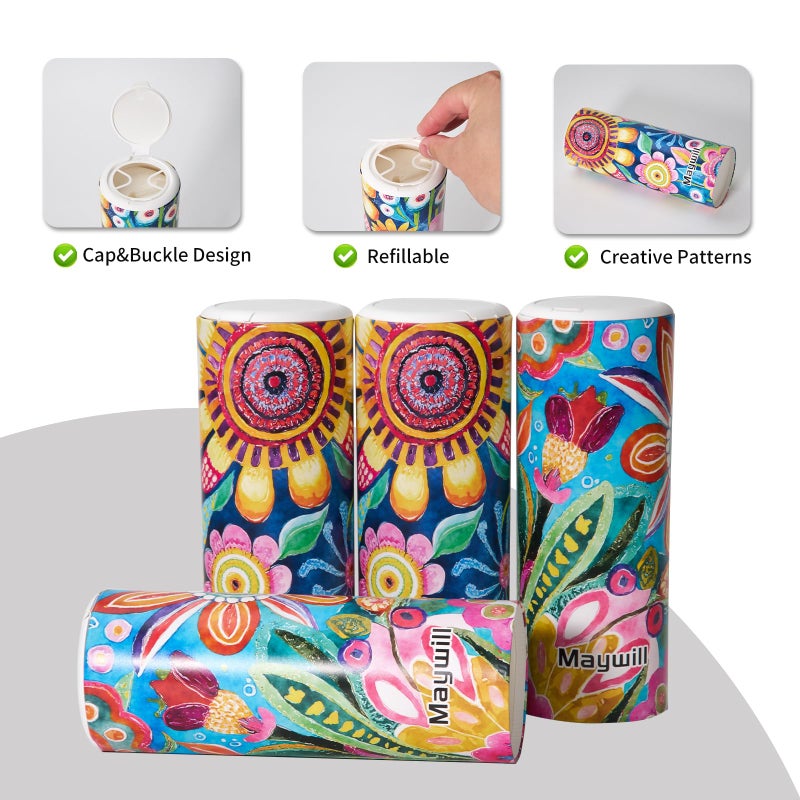 Maywill Car Tissues Holder with Facial Tissue, Car Tissue Box, Travel Tissues Cylinder,Suitable for Car Cup Holder(3-ply 4 Pack, 200 Sheets) - Image 3