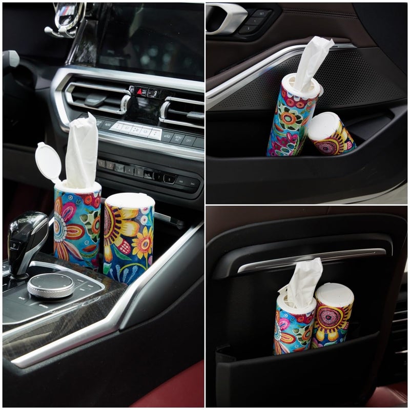 Maywill Car Tissues Holder with Facial Tissue, Car Tissue Box, Travel Tissues Cylinder,Suitable for Car Cup Holder(3-ply 4 Pack, 200 Sheets) - Image 5