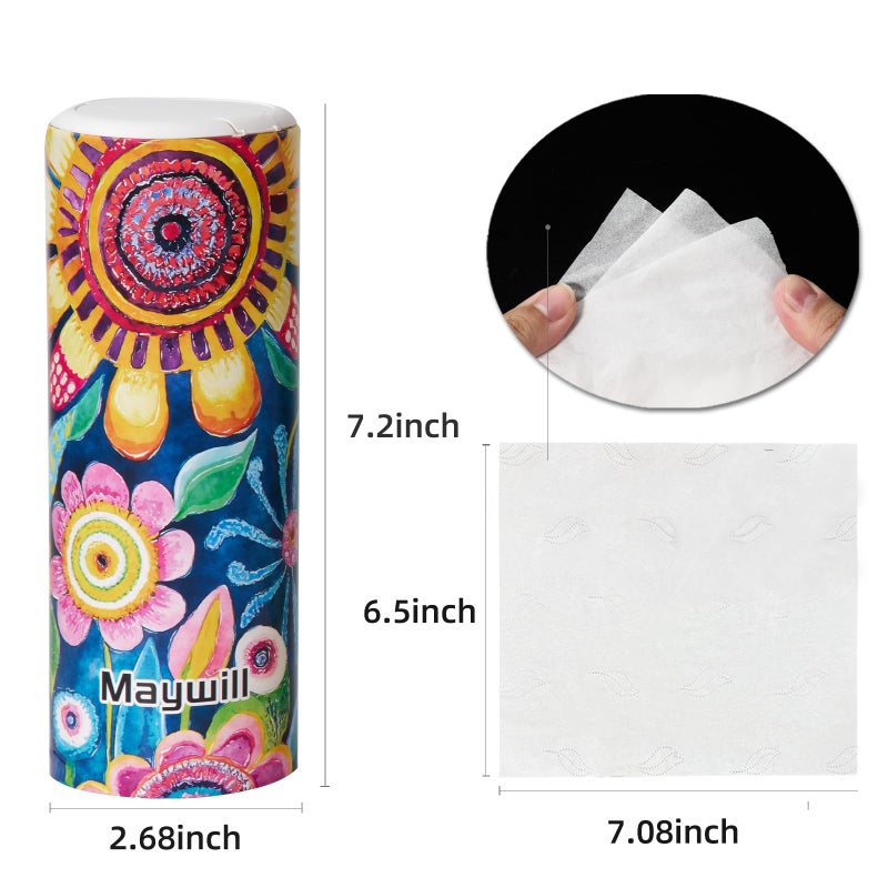 Maywill Car Tissues Holder with Facial Tissue, Car Tissue Box, Travel Tissues Cylinder,Suitable for Car Cup Holder(3-ply 4 Pack, 200 Sheets) - Image 4