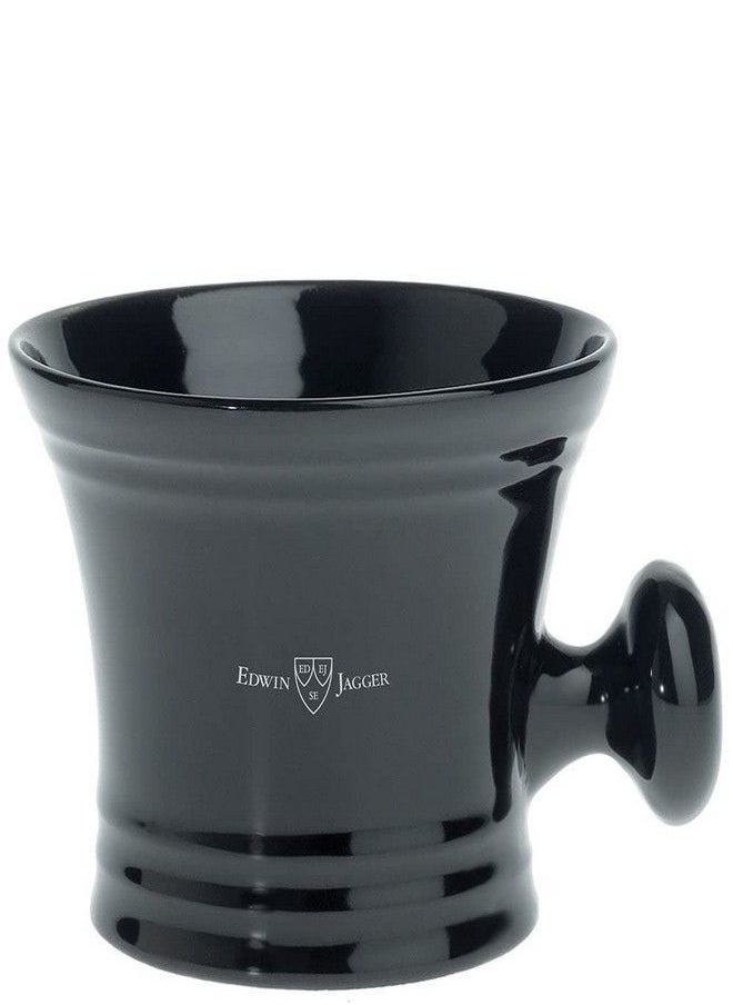 Edwin Jagger Edwin Jagger Porcelain Shaving Bowl with Handle (Ebony-Black)  - Image 1