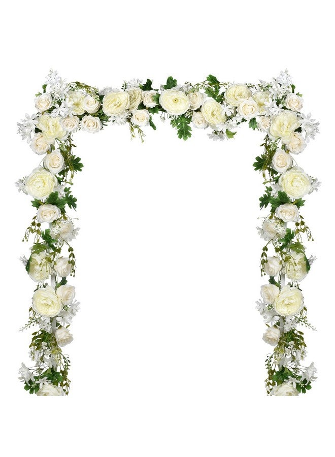 Lvydec 2 Pack Artificial Peony Garland - 6ft Silk White Peony Flower Arch Vine for Wedding Party Table Decoration - Image 1