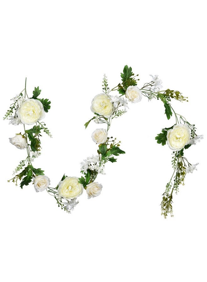 Lvydec 2 Pack Artificial Peony Garland - 6ft Silk White Peony Flower Arch Vine for Wedding Party Table Decoration - Image 2