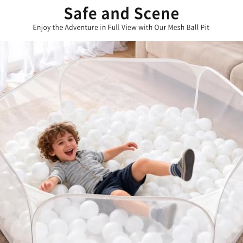Heopeis Kids Ball Pit Large Pop Up Children Ball Play Tent for Toddlers Girls Boys for Indoor Outdoor Baby Playpen with Carry Tote Balls Not Included White - Image 5