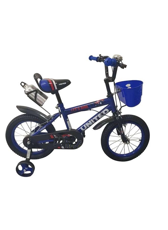 يونايتد دراجة Kq11 12A مع سلة وحامل زجاجة مياه خلفي للأطفال مقاس 12 بوصة، أزرق