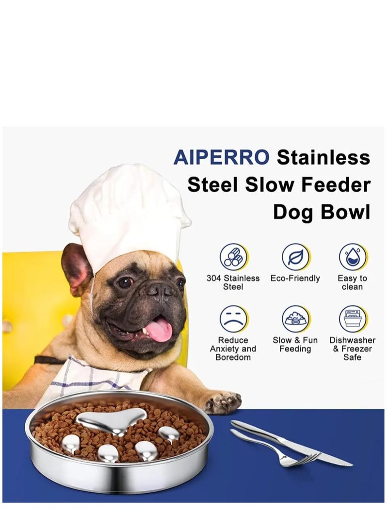 Y&D Slow Feeder Dog Bowls 304 Stainless Steel, Metal Food Bowls, Water Bowl for Small & Medium Sized Dogs, Fun Bloat Stop Pet Fast Eaters, Slows Down Pets Eating  - Image 3