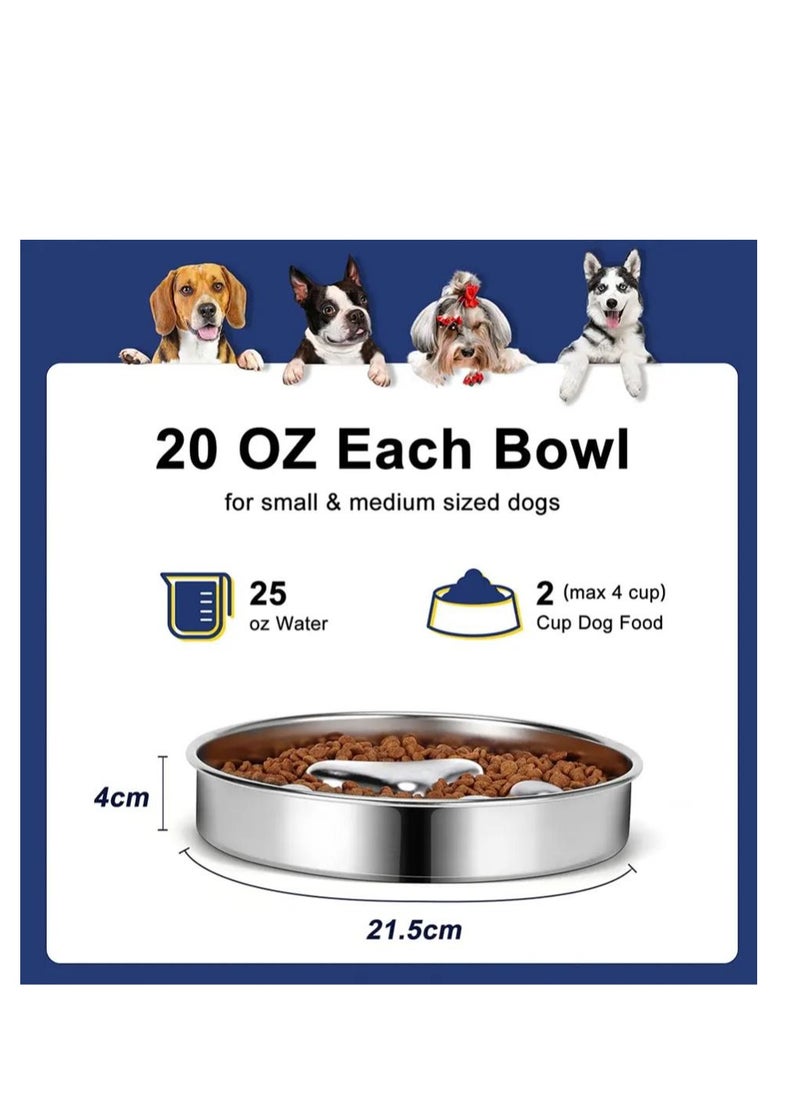 Y&D Slow Feeder Dog Bowls 304 Stainless Steel, Metal Food Bowls, Water Bowl for Small & Medium Sized Dogs, Fun Bloat Stop Pet Fast Eaters, Slows Down Pets Eating  - Image 5