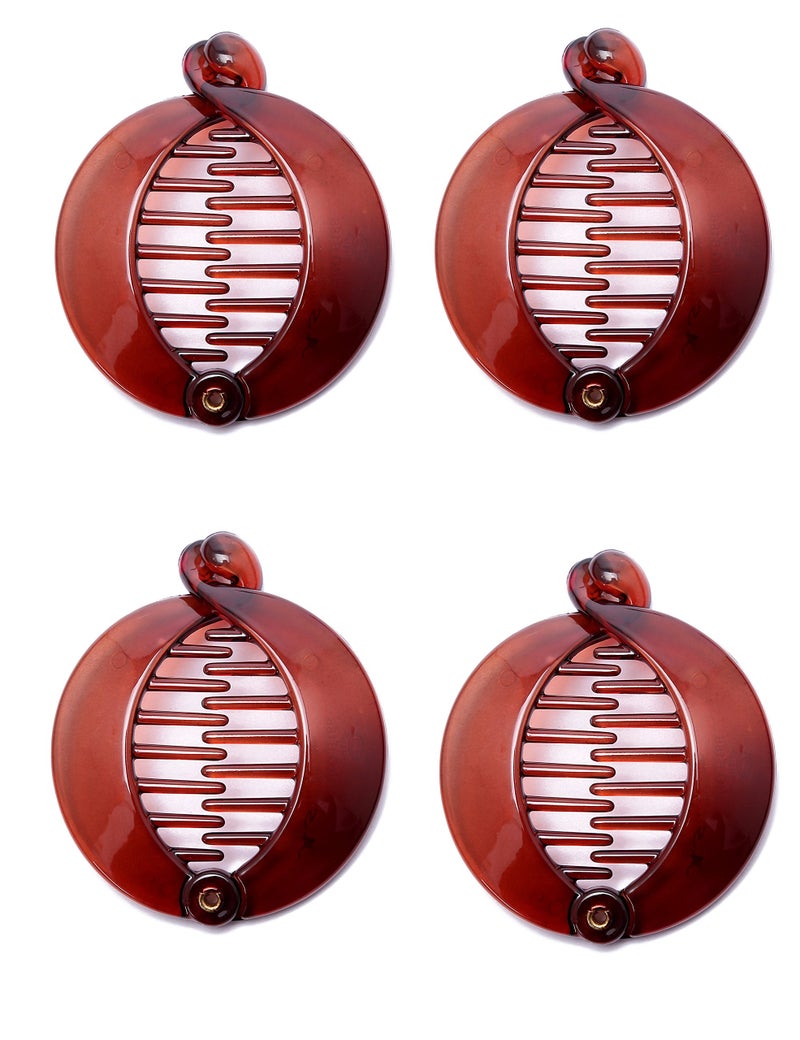 Prettyou 25 Inches Effortless Beauty Assorted Side Combs Ponytail Hair Clip Comb Pin Round Banana Clips Pack of 4Brown