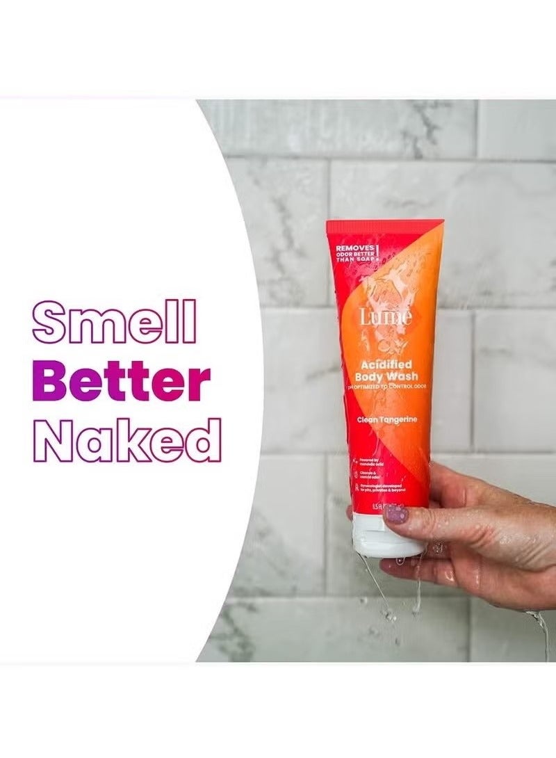 Lume Acidified Body Wash - 24 Hour Odor Control - Removes Odor Better than Soap - Moisturizing Formula - SLS Free, Paraben Free - Safe For Sensitive Skin - 8.5 ounce (Clean Tangerine) Clean Tangerine 8.5 Ounc - Image 3