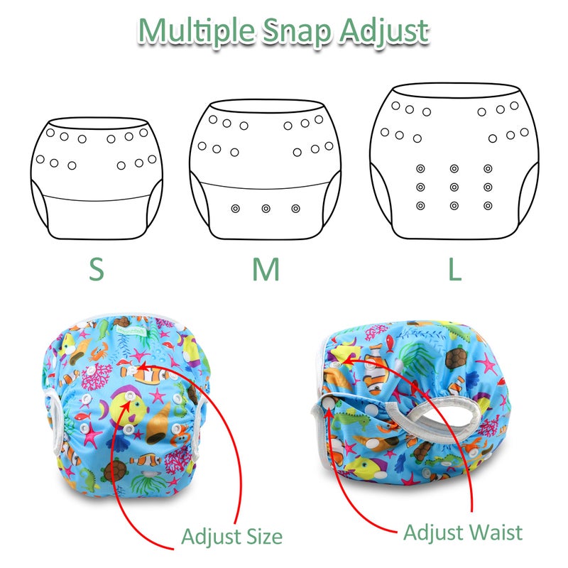 wegreeco Baby & Toddler Snap One Size Adjustable Reusable Baby Swim Diaper (Fresh, Large, 3 Pack) - Image 4