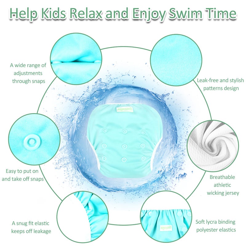 wegreeco Baby & Toddler Snap One Size Adjustable Reusable Baby Swim Diaper (Fresh, Large, 3 Pack) - Image 2