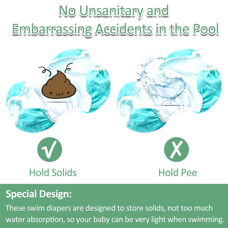 wegreeco Baby & Toddler Snap One Size Adjustable Reusable Baby Swim Diaper (Fresh, Large, 3 Pack) - Image 5