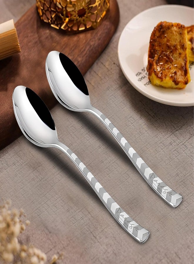 Parage 6 Pieces Stainless Steel Premium Dessert Spoons, Table Spoon, Big Spoon Set, Silver, Arrow Design,18 cm - Image 2