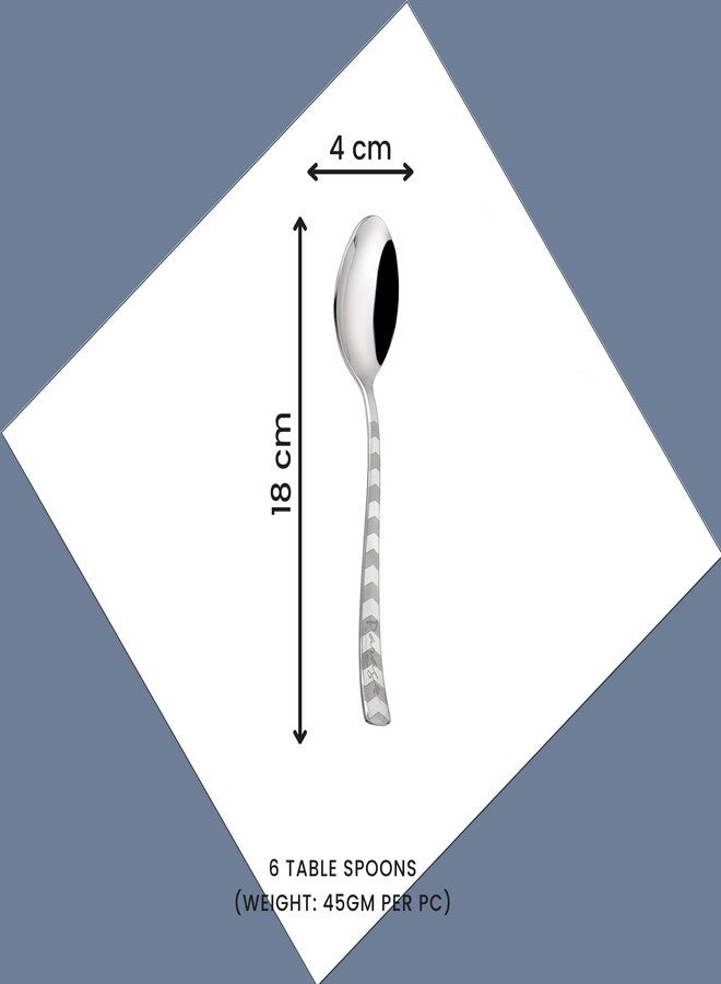 Parage 6 Pieces Stainless Steel Premium Dessert Spoons, Table Spoon, Big Spoon Set, Silver, Arrow Design,18 cm - Image 5