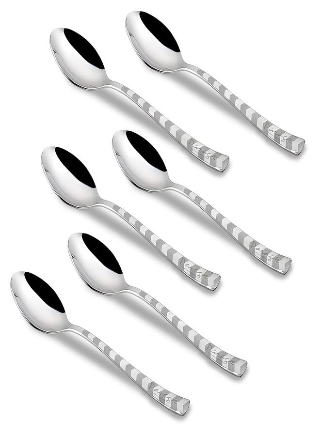 Parage 6 Pieces Stainless Steel Premium Dessert Spoons, Table Spoon, Big Spoon Set, Silver, Arrow Design,18 cm - Image 1