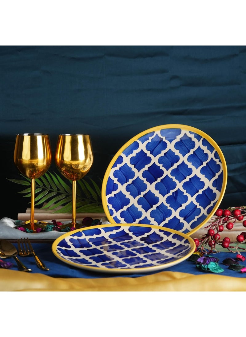 Caffeine Caffeine Ceramic Handmade Blue umrao Quarter Plate 8” (Set of 2)  - Image 1