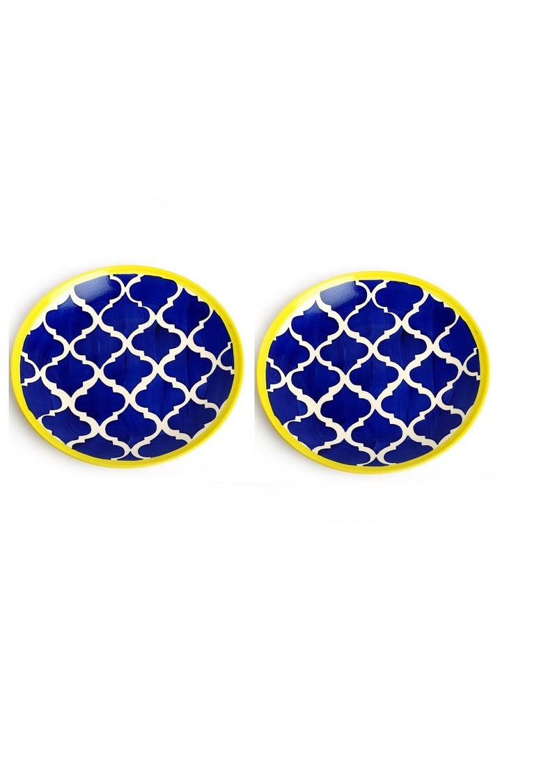 Caffeine Caffeine Ceramic Handmade Blue umrao Quarter Plate 8” (Set of 2)  - Image 3