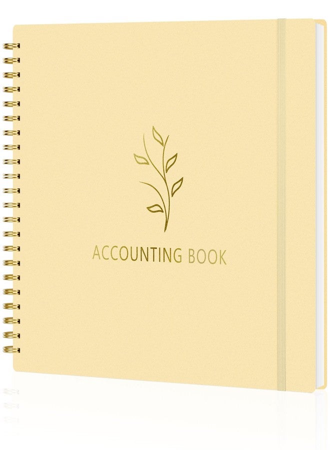 AKONEGE Accounting Ledger Book for Small Business & Personal Use, Horizontal Expense Tracker Notebook Ledger Book for Bookkeeping, Financial Income and Expense Log Book 10.2" x 8", Light Yellow - Image 1