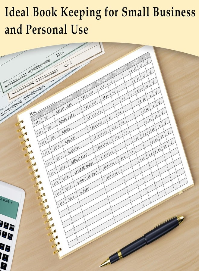 AKONEGE Accounting Ledger Book for Small Business & Personal Use, Horizontal Expense Tracker Notebook Ledger Book for Bookkeeping, Financial Income and Expense Log Book 10.2" x 8", Light Yellow - Image 5