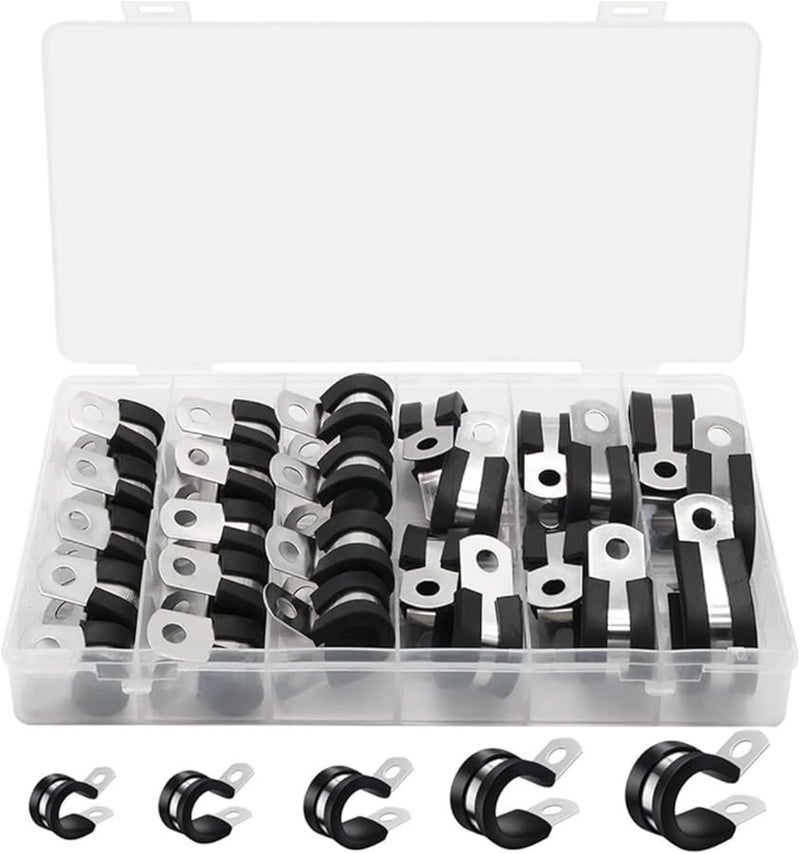 مجموعة مشابك كابلات من الفولاذ المقاوم للصدأ 25 قطعة 5 مقاسات للأنابيب والأسلاك السيارات - Image 2