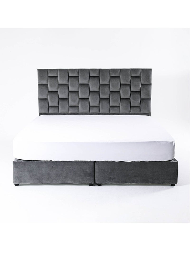 Karnak Estorn Upholstered Velvet Bed Frame Bedroom Furniture Strong And Sturdy Modern Design Wooden Bed | Quiet & Comfortable Bed (Super King - 200x200cm, Grey) - Image 1