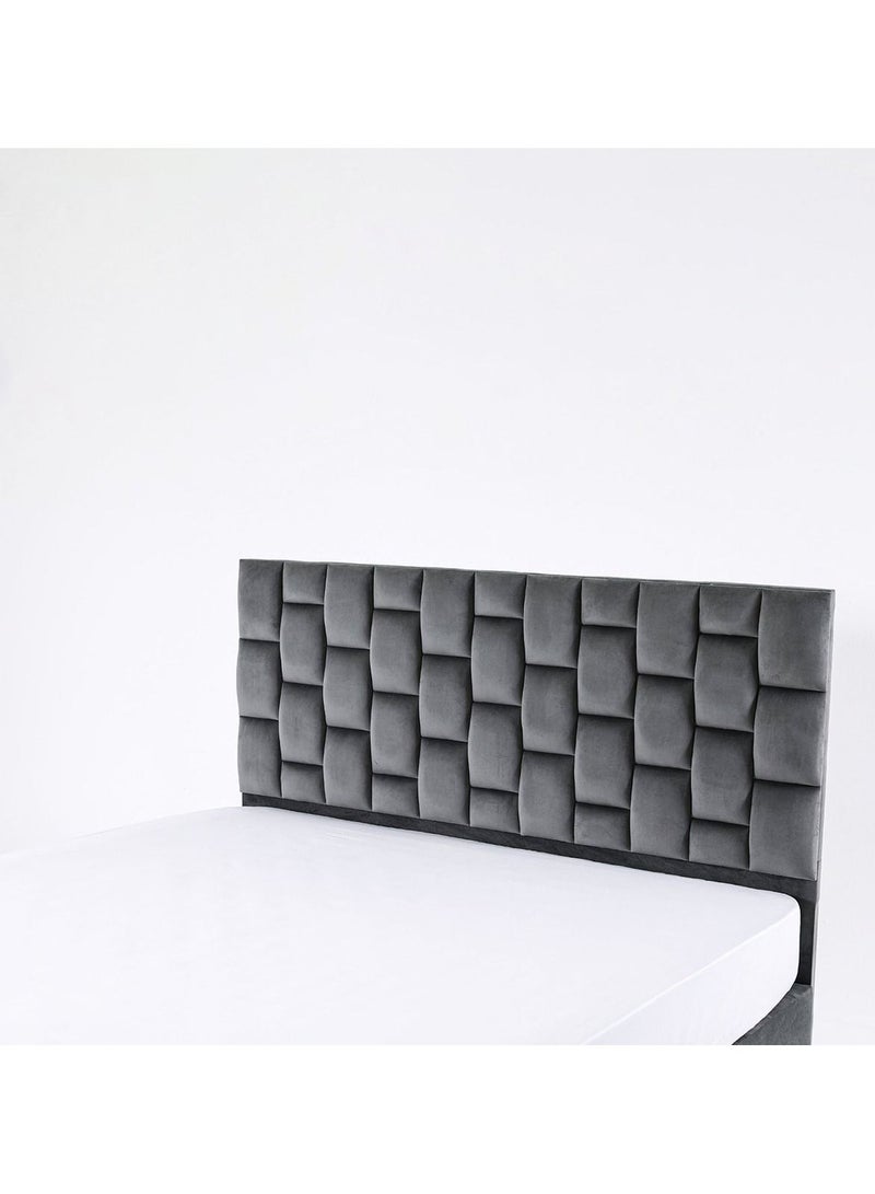 Karnak Estorn Upholstered Velvet Bed Frame Bedroom Furniture Strong And Sturdy Modern Design Wooden Bed | Quiet & Comfortable Bed (Super King - 200x200cm, Grey) - Image 3