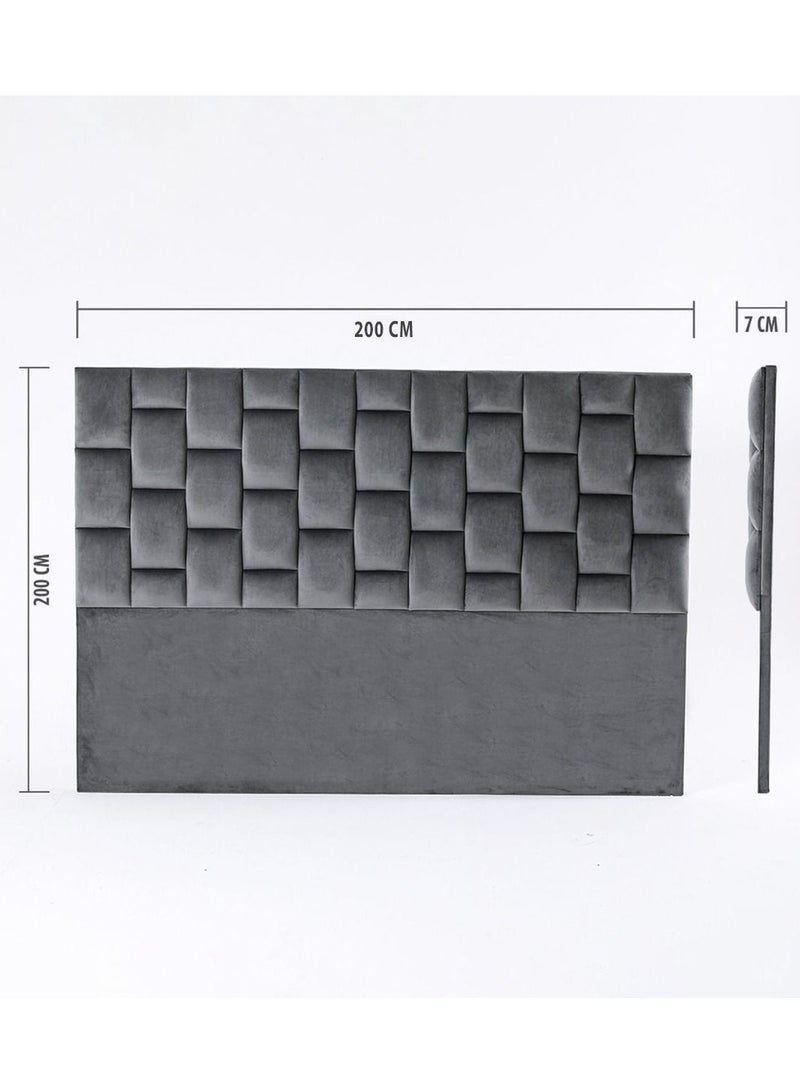 Karnak Estorn Upholstered Velvet Bed Frame Bedroom Furniture Strong And Sturdy Modern Design Wooden Bed | Quiet & Comfortable Bed (Super King - 200x200cm, Grey) - Image 4
