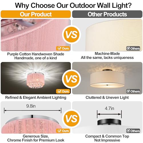 LaLuLa Pink Chandelier Drum Flush Mount Chandelier Crystal Ceiling Light Fixture 3 Light Bedroom Chandelier - Image 5