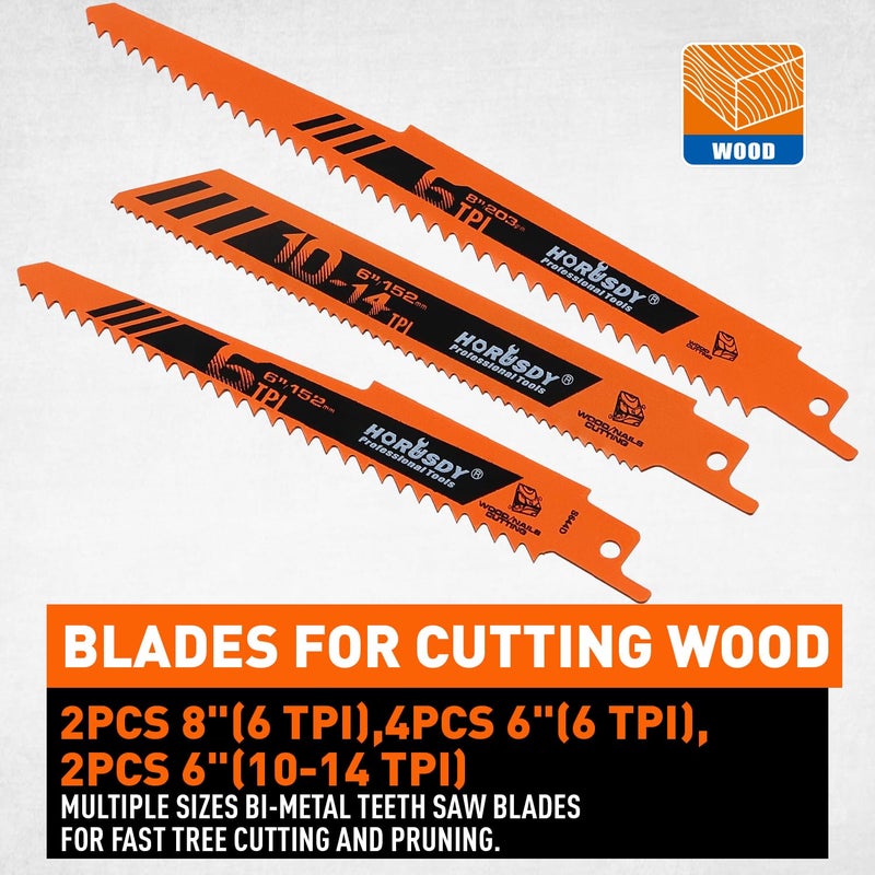 HORUSDY 10-Piece Reciprocating Saw Blades Set, Metal & Woodcutting Saw Blades - Image 3