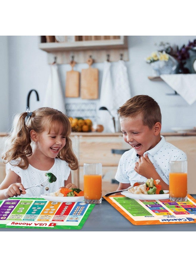 Simply Magic 5 Placemats for Kids - Kids Placemats Non Slip, Washable Reusable Toddler Placemats, Educational Placemats: Money, Numbers, Weather and Seasons, Calendar, Time, Plastic Placemats for Kids - Image 2