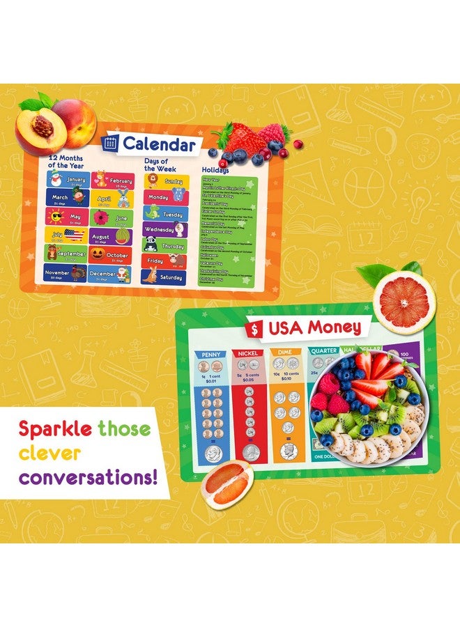 Simply Magic 5 Placemats for Kids - Kids Placemats Non Slip, Washable Reusable Toddler Placemats, Educational Placemats: Money, Numbers, Weather and Seasons, Calendar, Time, Plastic Placemats for Kids - Image 4