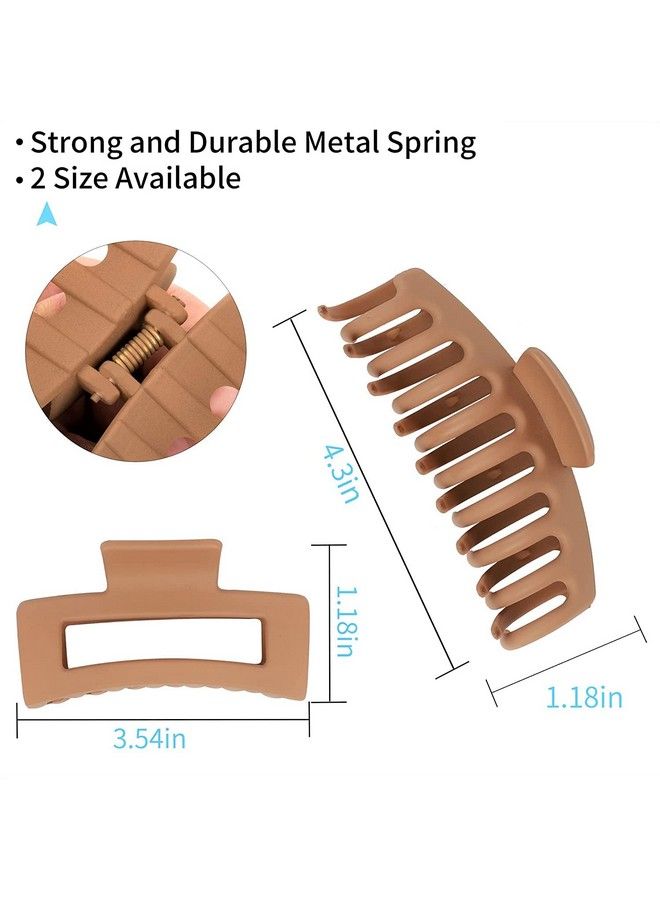 Pactiv 6Pcs Neutral Colors Hair Clips For Women Thick Hair Nonslip Jumbo Claws Clip Long Jaw Clips Banana Square Hair Claws Strong Hold Hair Styling Accessories - Image 4