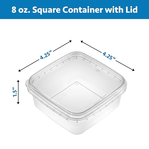 NYHI 8 oz 20 Pack Square Clear Deli Containers with Lids Disposable BPA Free Square Plastic Food Storage Containers with Lids Airtight for Meal Prep Take Out Kitchen - Image 5
