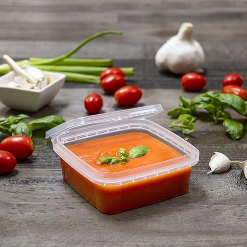 NYHI 8 oz 20 Pack Square Clear Deli Containers with Lids Disposable BPA Free Square Plastic Food Storage Containers with Lids Airtight for Meal Prep Take Out Kitchen - Image 4