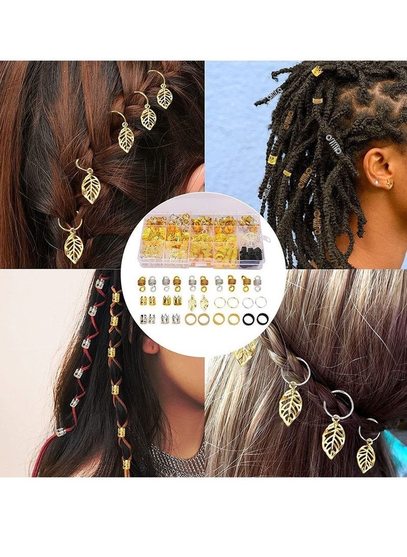 BTFMEI 200PCS Beads Hair Jewelry for Women Braid, Metal Braid Gold Ring Cuff Clips Accessories, DIY Braid Jewelry Name Bracelets Making and Crafts, Ring Cuffs Clips with Pendants for Hair Decorations  - Image 3