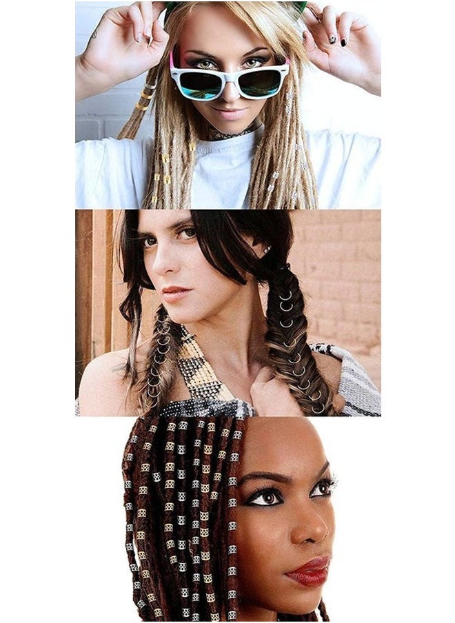 BTFMEI 200PCS Beads Hair Jewelry for Women Braid, Metal Braid Gold Ring Cuff Clips Accessories, DIY Braid Jewelry Name Bracelets Making and Crafts, Ring Cuffs Clips with Pendants for Hair Decorations  - Image 5