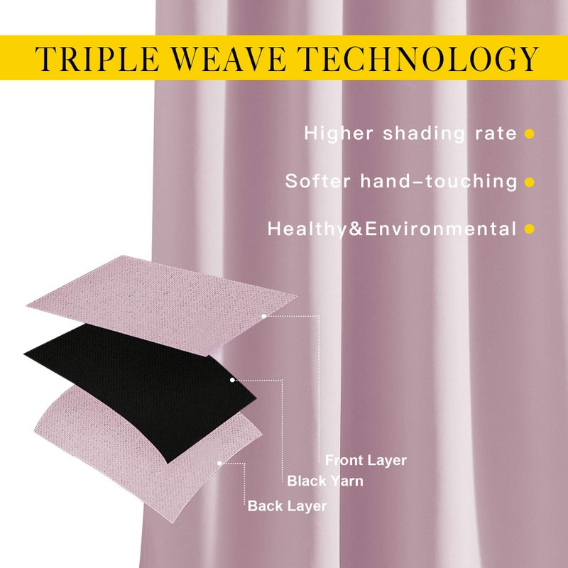 NICETOWN Blackout Pink Curtains for Girls Room - Thermal Insulated Solid Grommet Room Darkening Curtains/Panels/Drape for Bedroom (Lavender Pink=Baby Pink, 1 Pair, 52 by 84-Inch) - Image 5