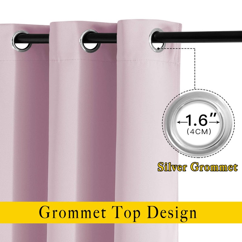 NICETOWN Blackout Pink Curtains for Girls Room - Thermal Insulated Solid Grommet Room Darkening Curtains/Panels/Drape for Bedroom (Lavender Pink=Baby Pink, 1 Pair, 52 by 84-Inch) - Image 2