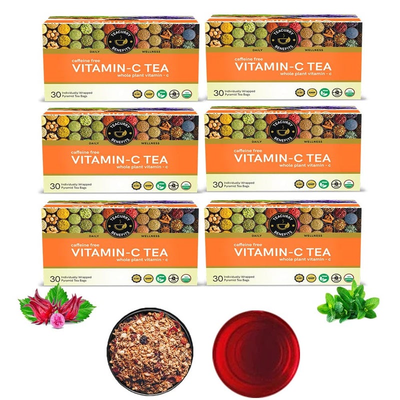 Teacurry Vitamin C Tea (6 Month Pack | 180 Tea Bags) - Helps get Glowing Skin and Shilky Hair | Assists with Bones & Vessels - Image 1