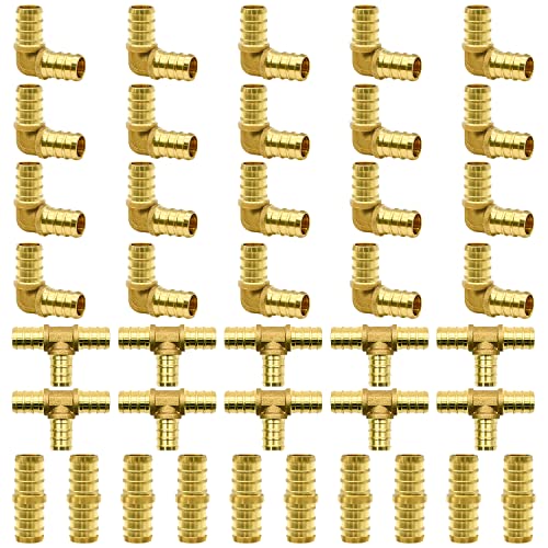 PXZBLG 40pcs 12 PEX Fittings PEX Brass Crimp Fitting Combo with TeesT Elbows Couplings - Image 1
