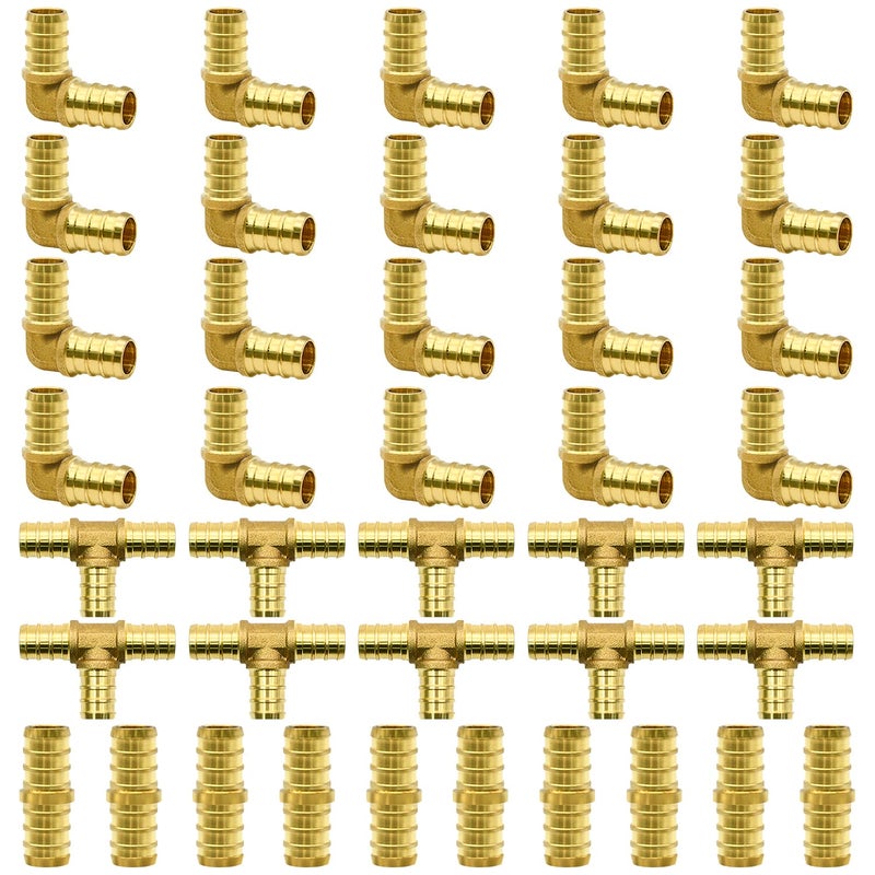 PXZBLG 40pcs 12 PEX Fittings PEX Brass Crimp Fitting Combo with TeesT Elbows Couplings - Image 2