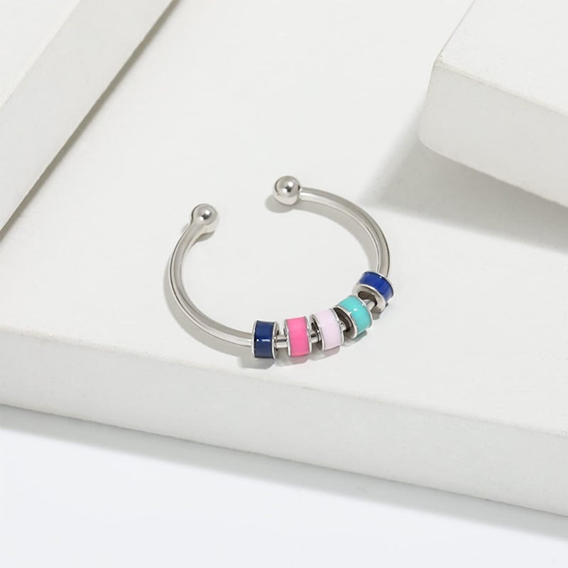 Skyfun 2 Pcs Anxiety Ring Set To My Daughter Colorful Beads Spinner Adjustable Fidgetjewelry Gift For Daughter Stainless Steel Anxiety Ring For Daughter With Box And Card Valentine'S Day Gifts - Image 2