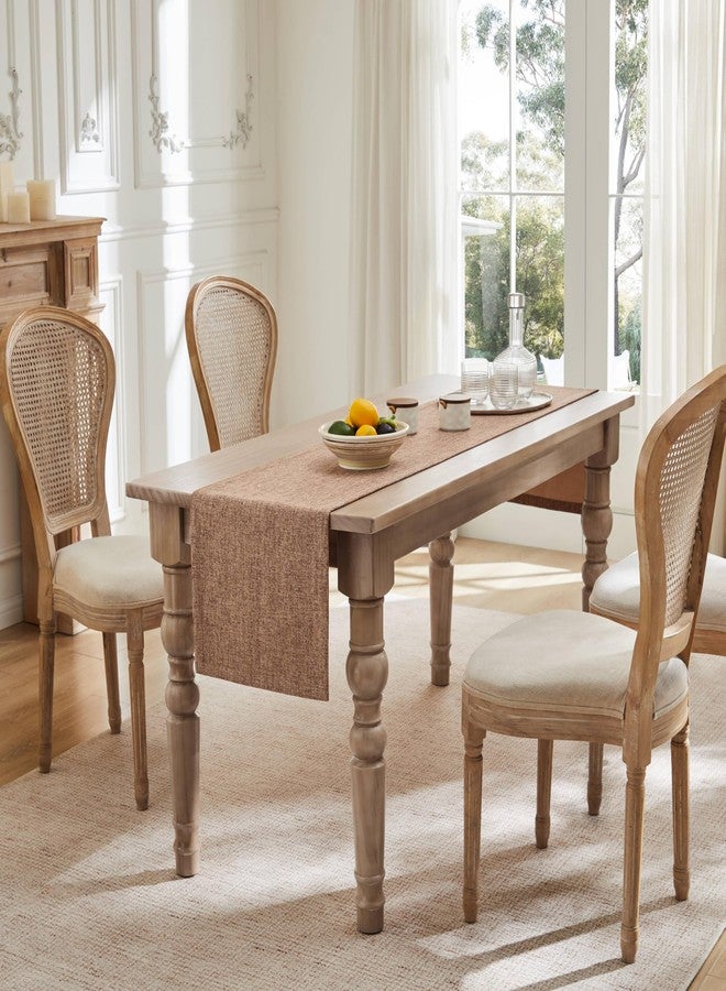 ZeeMart Burlap Style Farmhouse Table Runners 48 Inches Long, Brown Rustic Woven Dining Table Runner for Everyday Use, 14x48 Inches, Brown - Image 3