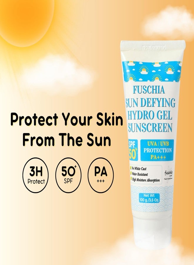 Fuschia Sun Defying Hydro Gel Sunscreen with SPF 50+ and UVA/UVB Protection, PA+++ (100g) - Image 5