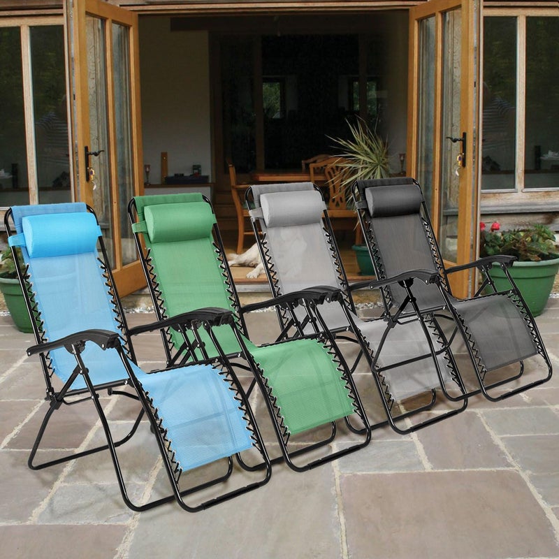 Flexzion Zero Gravity Chair - Anti Gravity Outdoor Lounge Patio Folding Reclining Chair and Textilene Seat with Footrest & Adjustable Pillow for Yard, Beach, Camping, Garden, Pool, Lawn Deck (Black) - Image 2