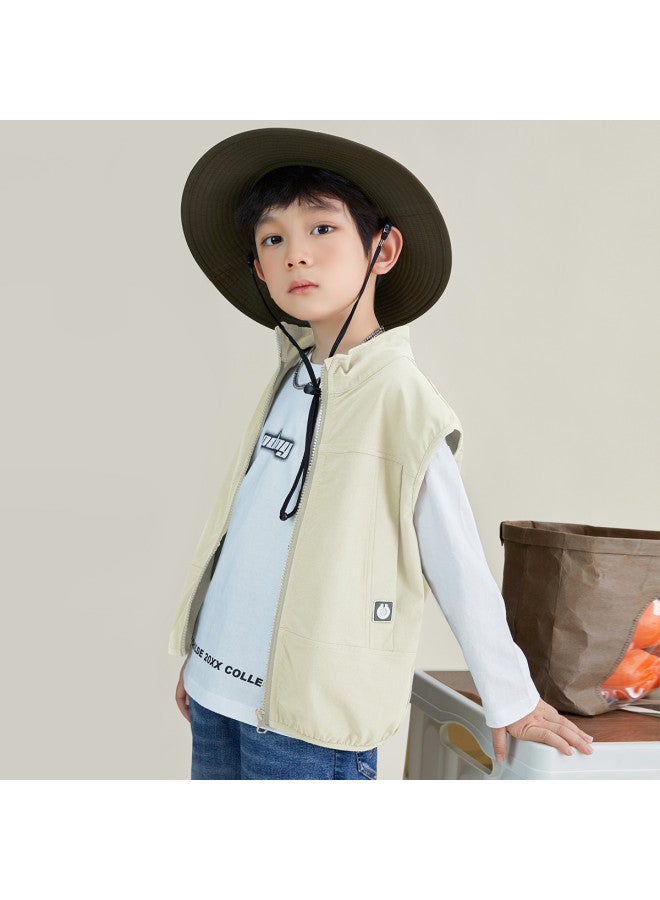 Style Stand Collar Vest For Kids, Children's Spring And Autumn Vest, Boys' Vest, Outdoor Functional Sleeveless Cardigan For Older Children - Image 2