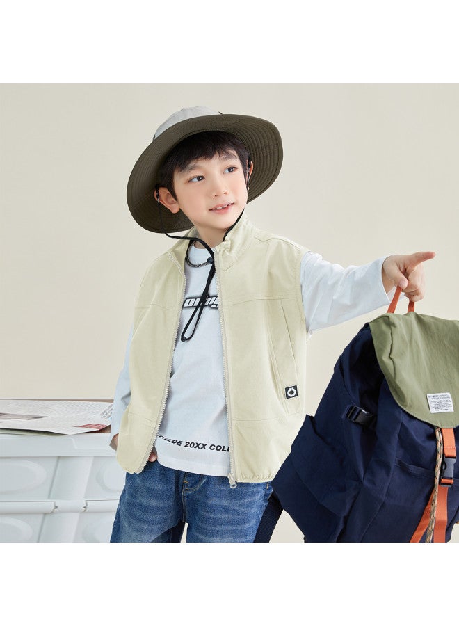 Style Stand Collar Vest For Kids, Children's Spring And Autumn Vest, Boys' Vest, Outdoor Functional Sleeveless Cardigan For Older Children - Image 3