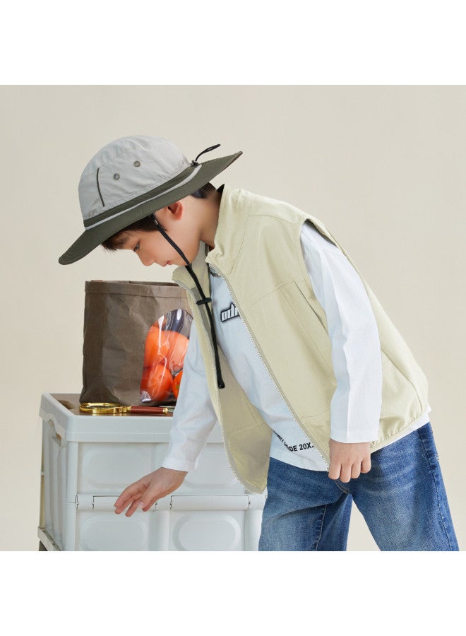 Style Stand Collar Vest For Kids, Children's Spring And Autumn Vest, Boys' Vest, Outdoor Functional Sleeveless Cardigan For Older Children - Image 4