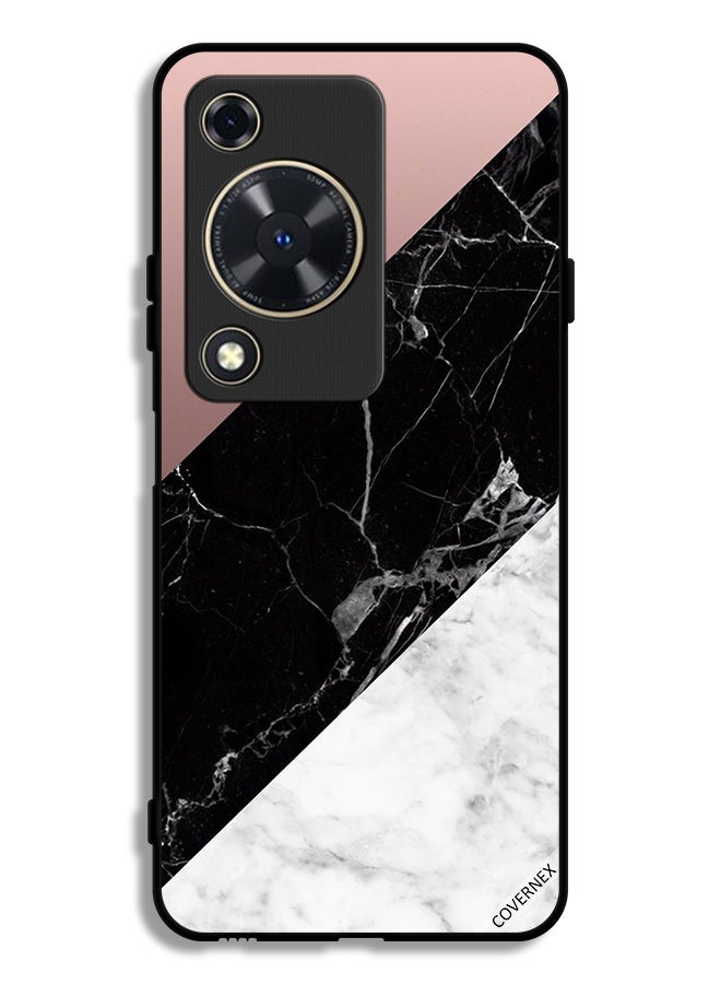 Covernex Huawei Nova Y72S Protective Case Cover Marble & Plain Combination Pattern